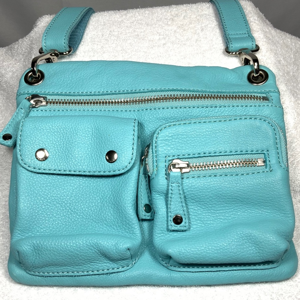Fossil Light Blue Leather Crossbody